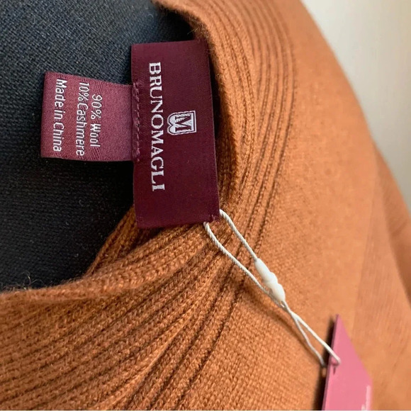 Bruno Magli Cashmere & Wool Knit Sweater Cape Scarf. One Size. Brown - Picture 4 of 7